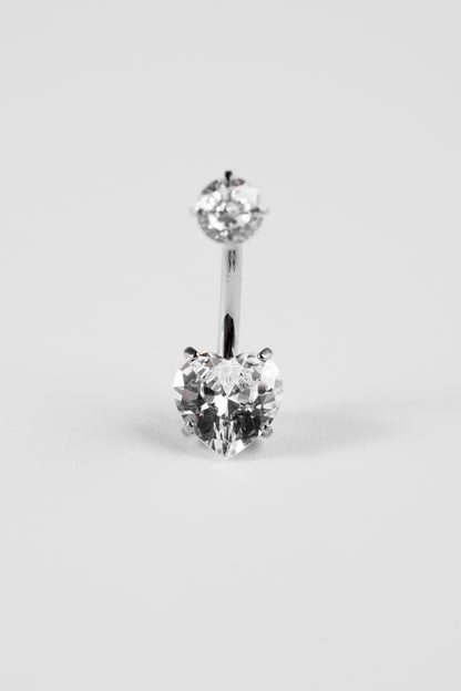 TWINS Heart Crystal Belly Bar