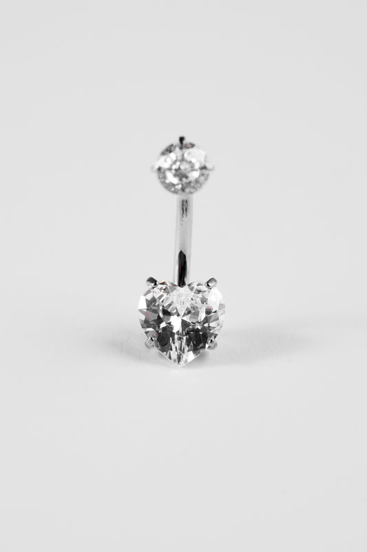 Crystal Heart Navel Barbell