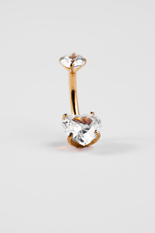 Crystal Heart Navel Barbell