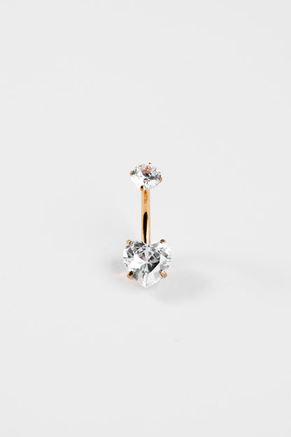 TWINS Heart Crystal Belly Bar