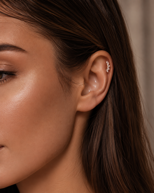 TWINS Crystal Leaf Stud