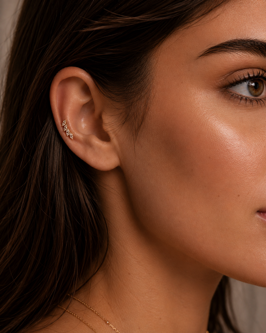 TWINS Crystal Leaf Stud